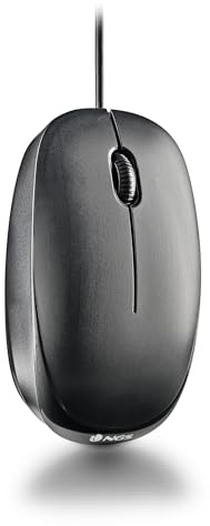 NGS Flame-C | Ratón óptico con Cable, Conexión USB, 100 dpi, Instalación Plug and Play, ambidiestro, Rueda de Desplazamiento + 2 Botones, Líneas ergonómicas, Color Negro