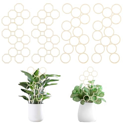 OLYCRAFT 4 Stück 2 Stile 40cm Rankgitter Für Zimmerpflanzen Rankgitter Aus Wabenholz Kleines Gartengitter Rankhilfe Aus Holz Pflanzenstütze Pflanzenstab Für Kletterpflanzen Topfpflanzenstütze