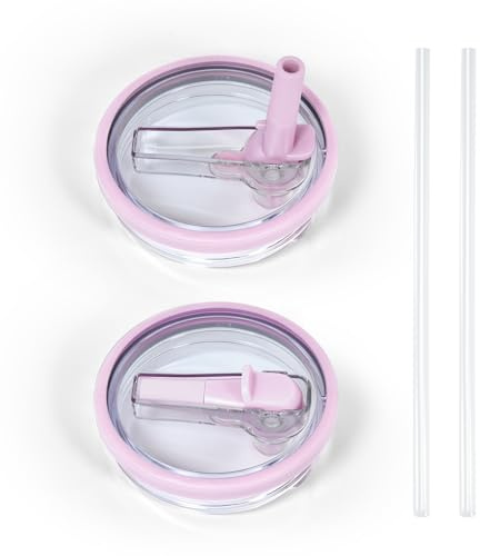 AGH 40 oz Tumbler Flip Straw Lid Replacement for Stanley Cup 2Pcs Pink