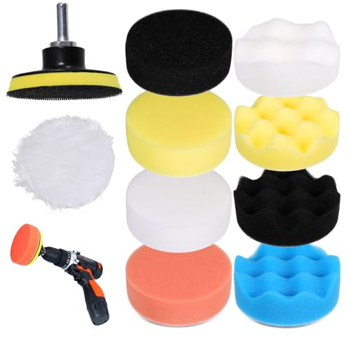 11pcs Car Polishing Pads for Drill, 3Inch Buffing Polishing Pad | Car Foam Polishing Pads, Polishing Pad Kit for Polishing Machines, Auto Polisher, Sanding, Waxing