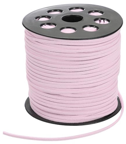 PATIKIL 100 Iarde x 2.6mm Cordino Finta Pelle Scamosciata, Cordino Pelle per Braccialetti, Collane, Perline, Fai da Te, Rosa