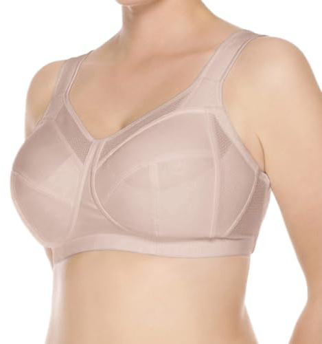 Ulla Dessous - Kate Sport und Entlastungs-BH ohne Bügel - 6028 - Gepolsterte Träger, Viergeteilte Cups, Atmungsaktiv und Stützend