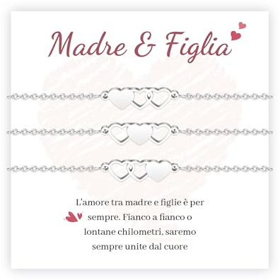 MANVEN 2/3 Pezzi Regalo Mamma Figlia Originale Bracciale Cuore Compleanno | Natale Laurea Festa della Mamma Ritorno a scuola