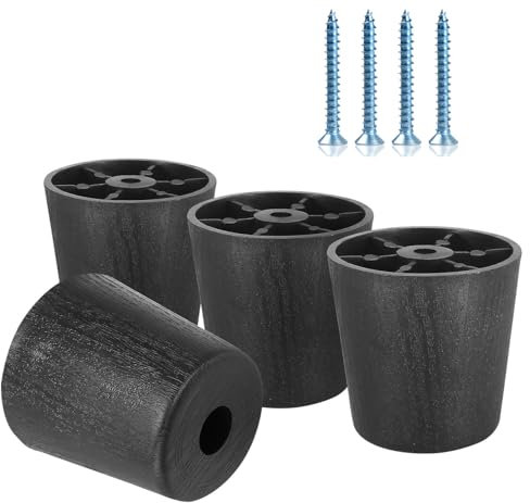 Panexf Möbelbeine Rund 4 Stück Füße für Möbel Ø 40/50 x H 50 mm Möbelfüße Schwarz Schrankfüsse Möbelgleiter mit 4 Stück Schrauben