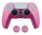 Coque en silicone pour ps5 Joystick Housse antidérapante en caoutchouc de protection pour ps5 contrôleur&couvre-leviers analogiques (rose)
