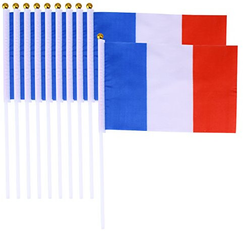 Lot de 20 mini drapeaux français à main, 12,7 x 20,3 cm
