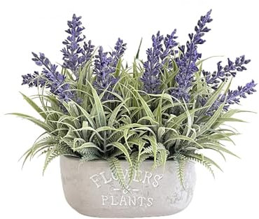 SinergiaFD Vaso Decorativo con Lavanda Artificiale – Alta 20 cm