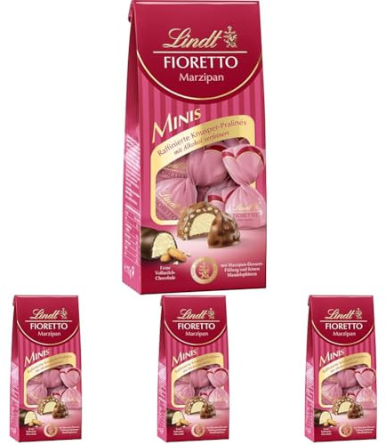 Lindt Schokolade - FIORETTO Minis Marzipan | 115 g | Ca. 10 Pralinen, Marzipan-Dessert-Füllung und Mandelsplittern umhüllt von knusprigem Crisp, alkoholhaltig | Pralinengeschenk | Schokoladengeschenk