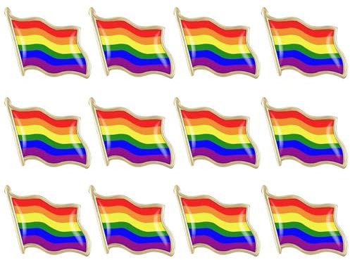 12Pcs Pride Pins - Progress Pride Flag LGBTQ Lapel Pin, Transgender Rainbow Lesbian Bisexual Gay Progressive Pin Brooch Badge for Men Women Clothes Bags Hats