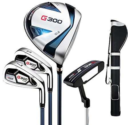 Set di mazze da golf da uomo, mazza da gioco professionale da golf con sacca per palline, asta in acciaio al carbonio e grafite ultraleggera, design con scanalatura antiscivolo CNC, ausili per l'all