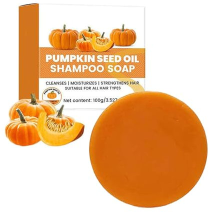 YIIRA Kürbiskernöl für Haarwachstum, Shampoo-Seife, Kürbis-Shampoo-Riegel und Spülung zur Haarpflege und -stärkung, Kürbisöl für Haarwachstum, Pflege von trockenem, strapaziertem Haar (1pcs)