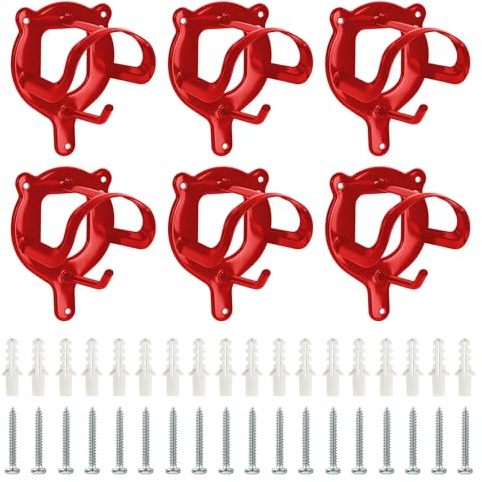 YIK TUNG 6 Stück Pferde-Zaumzeughalter, Equestrian Bridle Hanger, Halterung Zaumzeug, Aufbewahrung Halfter Aufhänger, Haken Pferd Tack, Metall Trensenhalter für Pferde, Reitstall, Sattelkammer - Rot