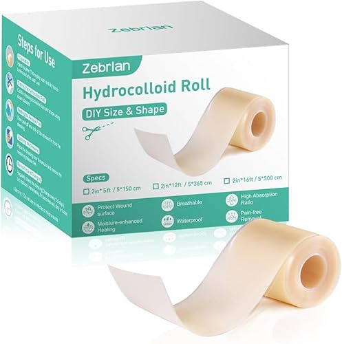 Hydrokolloid Pflaster Rolle 5cm*150cm Selbstklebender Hydrokolloid Wundpflaster Wasserfestes Atmungsaktive Hautfreundlich Wundauflagen