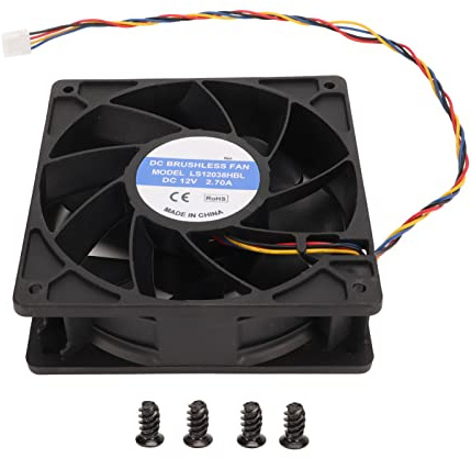 Ejoyous 12cm Cooling Fan, 6000RPM 12V 2.7A 4pin PWM Brushless DC Fan High Airflow Static Pressure with 4Pin Power Connector, for Computer Case Camera Servers Mini ITX 120x38mm