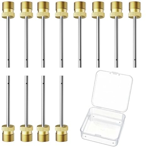12PCS Brass Ball Pump Needles with Case, Heavy Duty Needles Ball Needle for Pump, No Break Brass Air Pump Needles for Football, Basketball, Volleyball & More – Compatible with Hand & Electric Pumps