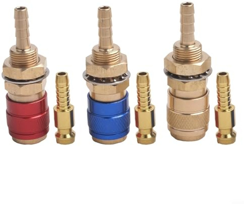 Jotekonoby Raccord de tuyau rapide à gaz et eau de 6 mm pour machine à souder TIG – Coupleur à déconnexion rapide en laiton pour chalumeau de soudage
