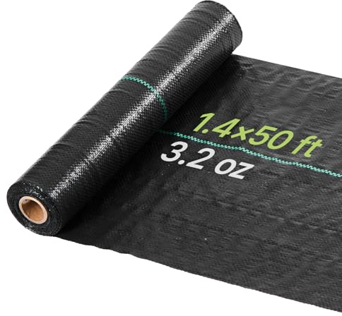 VEVOR Toile de Paillage 0,4x15,2 m Bâche Anti Mauvaise Herbe 90 g/m² Géotextile Anti Repousse Tissé PP pour Protection Contre Mauvaises Herbes, Couverture Sol, Jardin, Potager, Parterres Fleurs, Noir