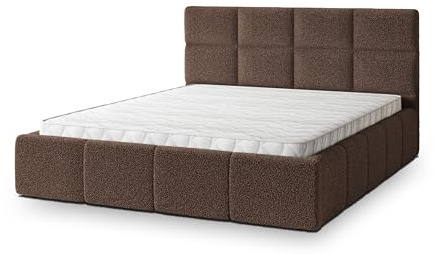 Masseno Polsterbett Como Q 200x200 cm, Doppelbett, Bettkasten, Stauraum, Lattenrost Und Kopfteil - Braun, Quelle 25