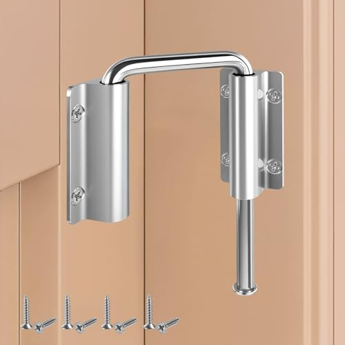 U-Shaped Sliding Glass Door Lock, Patio Sliding Door Lock & Loop Latch, Aluminum Alloy 90/180° Adjustable Flexible for Uneven Doors, Enhances Home Safety for Barn, Windows, Fence, Shed, 1PC Silver