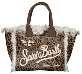 Saint Barth Mc2 Donna Borsa A Mano VAMI001-Sand Leopard Cotone Marrone Taglia Unica