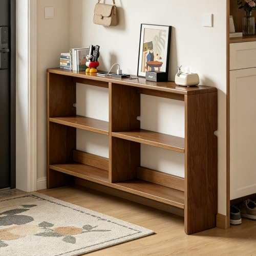 WEKONUMEX Console Fine pour Couloir, Table Console étroite for derrière Le canapé Multicolore Plusieurs Tailles(Walnut Tone-Double-Layer,100x15x69cm)