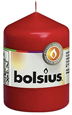 Bolsius Stumpenkerze, Rot, 8 cm, 22 Stunden Brenndauer, Paraffin Wachs, Unparfümiert, Dekoration, Indoor, Minimale Rußentwicklung, RAL-zertifiziert