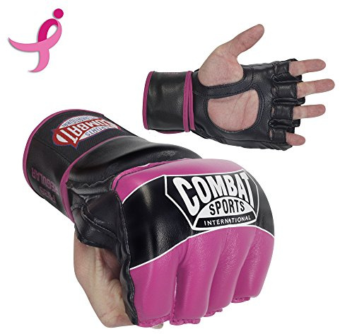 Combat Sports Pro Style MMA Grappling Gloves - 5oz Open Palm Synthetic Leather Fighting Gloves for Mixed Martial Arts, Sparring & Heavy Bag Training, Pink, Medium