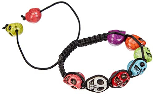 Amscan 394459-55 - Armband Totenkopf, mehrfarbig, Armschmuck für Karneval und Halloween, Day of the Dead, Dia de los Metros, Tag des Todes, Accessoire, Kostüm, Verkleidung