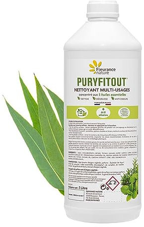 Fleurance Nature- Puryfitout détergent ecologique multi usages multi surfaces aux Huiles Essentielles Bio- Nettoie, degraisse- 1L-certifié Ecocert- Ecodetergent- 52118