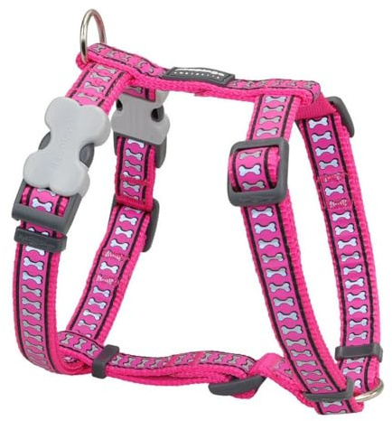 Red Dingo Dog Harness Reflective Bones, Hot Pink, Medium 20mm