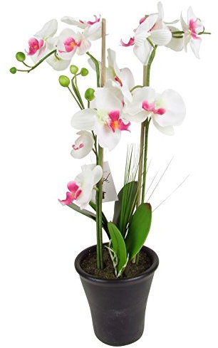 Kuenstliche Orchidee mit 2 Rispen Weiss