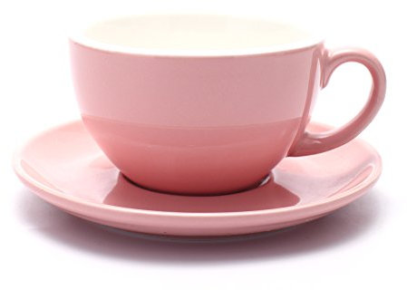 Coffeezone Tasse et soucoupe pour latte art - Latte & Cappuccino - Mate pour café et barista - Rose brillant - 300 ml