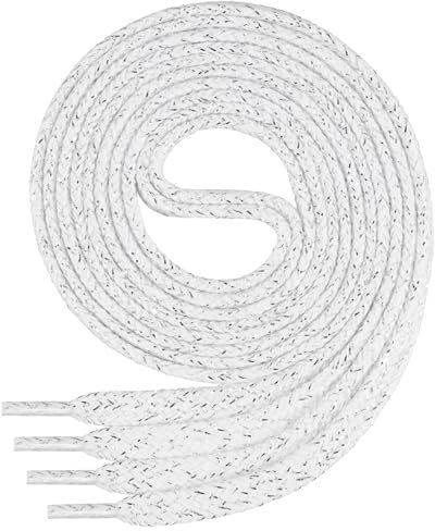 Di Ficchiano 1Paar flache SCHNÜRSENKEL aus 100% Baumwolle für Sneaker Sportschuhe - sehr reißfest - ca. 7 mm breit - Schuhbänder- weißsilber Schuhriemen Farbe: white/silver - 130cm