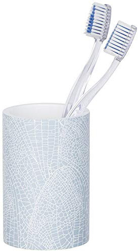 WENKO Zahnputzbecher Sky - Zahnbürstenhalter für Zahnbürste und Zahnpasta, Polyresin, 7 x 11.5 x 7 cm, Hellblau