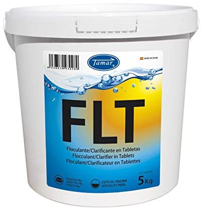 Tamar Floculante en Tabletas 40 g, clarificante, clarificador Agua, eliminador turbidez, agrupa particulas en suspesion, tabletas 5 Kilos