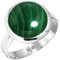 Jeweloporium Grüner Malachit-Silberring, Größe 62 (19,7), 925er Sterlingsilberring für Damen, natürlicher, klobiger, runder Edelstein-Boho-Schmuck