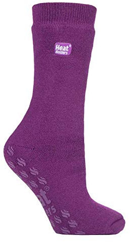 IOMI Heat Holders - Mens Ladies Thick 3.1 TOG Warm Non Slip Grip Thermal Slipper Socks for Raynauds (4-8 uk, Violet (Raynauds))