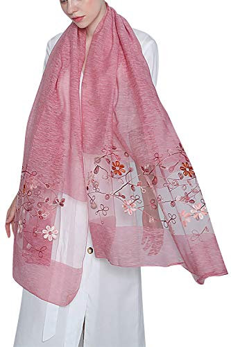 YAOMEI Damen Schals Satin seidig, Stickerei Halstücher Stola Umschlagtücher Umschlagtücher Halstuch für Hochzeiten Braut Bridemaids Abendgarderobe (70,9 * 31,5 Zoll (180 cm * 80 cm), Pink)