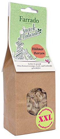 Farrado | Freeze Dried gefriergetrockneter Snack Katzen | 100% Hühnerherzen, Straußenleber, Hühnermagen, Lammlunge | getreidefrei + natürlich + artgerecht (Hühnerherzen, 90g)