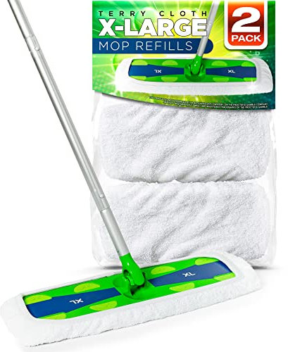 VanDuck Lot de 2 serpillères réutilisables 100 % coton compatibles avec Swiffer XL (balai non inclus)
