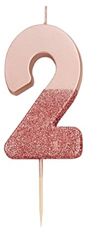 Roségold Glitter Nummer 2 Kerze; Kuchendeckel Dekoration in Premiumqualität; Schön, funkelnd für Kinder, Erwachsene, 21. Geburtstagsfeier, Jubiläum, Meilenstein