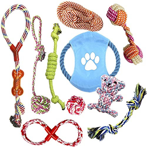VIROSA Dog Rope Set – Pack of 10 Durable Chew & Tug Ropes for Small, Medium & Large Dogs – Interactive Cotton Play Set for Teething, Training, and Fetch – Multicolour