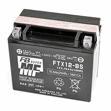 Batteria moto Furukawa FTX12-BS (YTX12-BS) - Senza manutenzione - 12 V 10 Ah - Dimensioni: 150 x 87 x 131 mm compatibile con Suzuki VL400 400