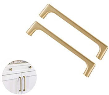 SYDARSYN 2 Stück Griffe für Küchenschränke - Möbelgriffe 128mm Schrankgriffe Zinklegierung Schubladengriffe Gebürstetes Messing Küchengriffe