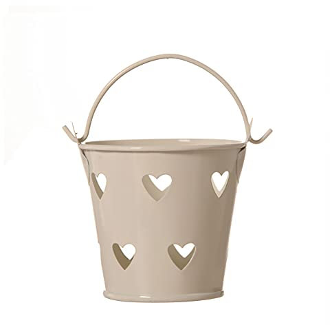 Egurs 6 Stück Mini Metalleimer mit Herz Hochzeit Deko Mini Eimer für Party, Dekoration, Zuhause, Hochzeit, Garten Beige