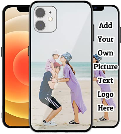 Naispanda Personalised Phone Case for iPhone 11, Design Your Own Phone Cover with Photo Text, Personalized TPU Edge Glass Backplane Material Phone Cover for Christmas, Birthday, Wedding, Anniversary