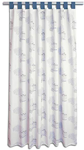 SeGaTeX home fashion Exklusiver Maritimer Schlaufen-Schal Korallenmeer Muscheln und Korallen in Natur blau-grau Bad-Vorhang 220 x 150 cm