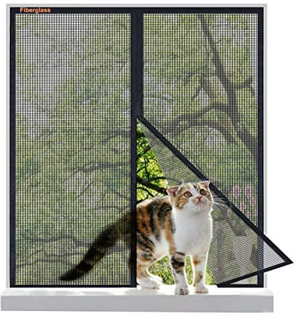 Risareyi Mosquitera Ventana Magnetica 70x80cm, Negro Malla Cortina Mosquitera Puerta de Fibra de Vidrio Transpirable Antimosquitos, Cierre Automático, con Imanes
