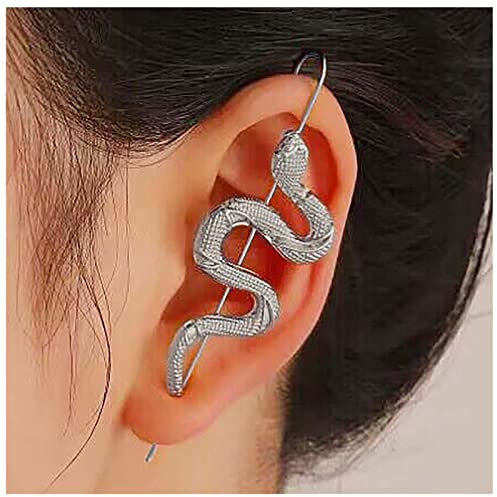 Cimenexe Punk Snake Crawler Earring - Silver Textured Snake Ear Hook Earring for Women and Girls Gifts