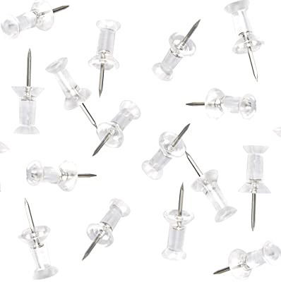 DEEINN Clear Plastic Head Push Pins, 200 Count, Steel Point Tacks